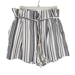 DIVIDED by H&M Size 10 Striped High Waisted Paperbag Shorts Beach Resort Cruise